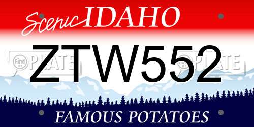 ZTW552 Idaho License Plate