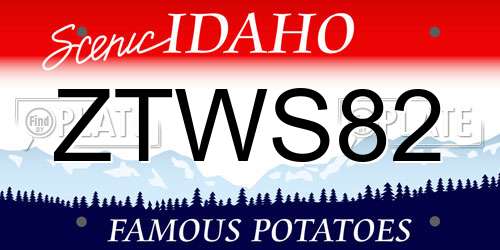 ZTWS82 Idaho License Plate