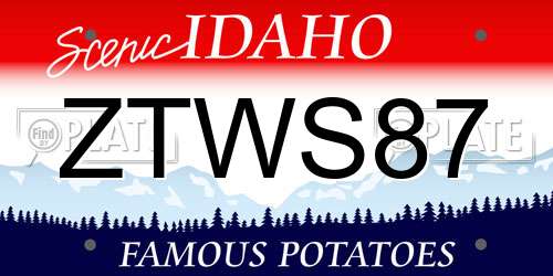 ZTWS87 Idaho License Plate