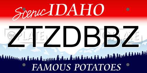 ZTZDBBZ Idaho License Plate