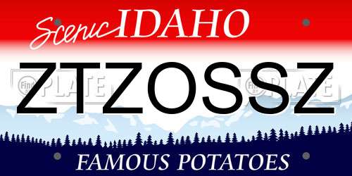 ZTZOSSZ Idaho License Plate