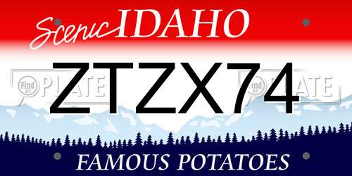 ZTZX74 Idaho License Plate