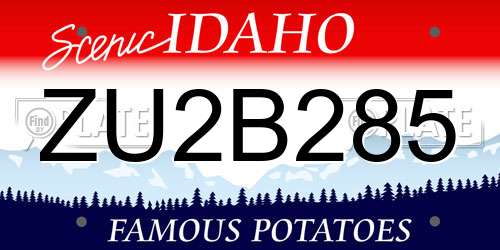 ZU2B285 Idaho License Plate