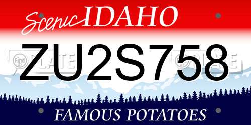 ZU2S758 Idaho License Plate