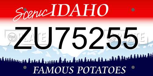 ZU75255 Idaho License Plate