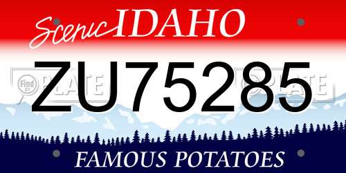 ZU75285 Idaho License Plate