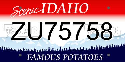 ZU75758 Idaho License Plate