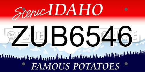 ZUB6546 Idaho License Plate