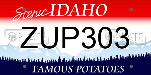 ZUP303 Idaho License Plate