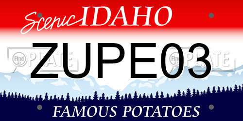 ZUPE03 Idaho License Plate