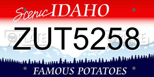 ZUT5258 Idaho License Plate