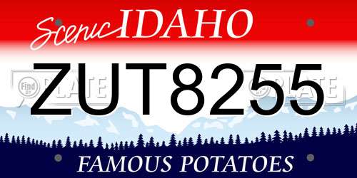 ZUT8255 Idaho License Plate