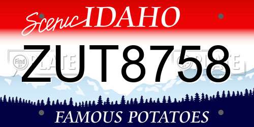 ZUT8758 Idaho License Plate
