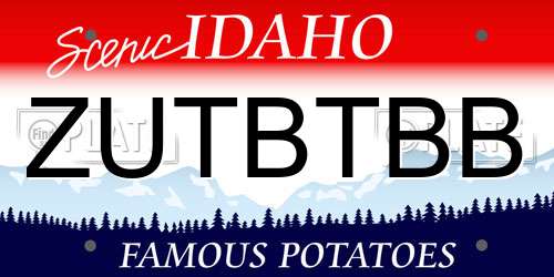 ZUTBTBB Idaho License Plate