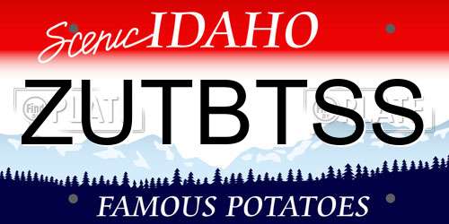 ZUTBTSS Idaho License Plate
