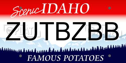 ZUTBZBB Idaho License Plate
