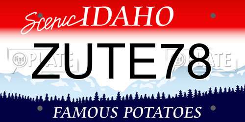 ZUTE78 Idaho License Plate