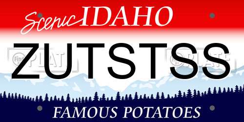 ZUTSTSS Idaho License Plate
