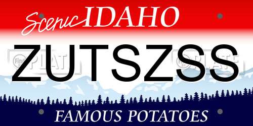 ZUTSZSS Idaho License Plate