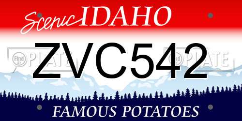 ZVC542 Idaho License Plate