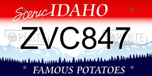 ZVC847 Idaho License Plate