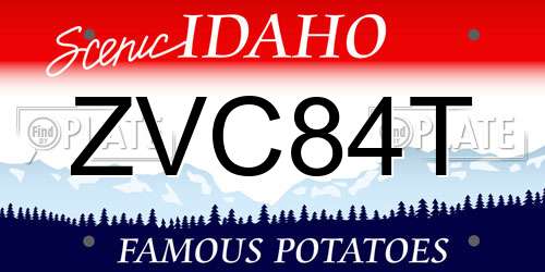 ZVC84T Idaho License Plate