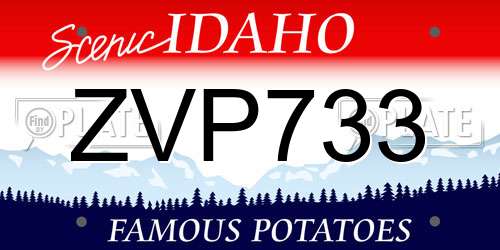 ZVP733 Idaho License Plate