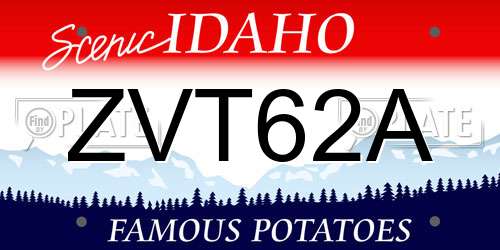 ZVT62A Idaho License Plate