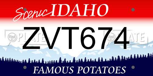 ZVT674 Idaho License Plate