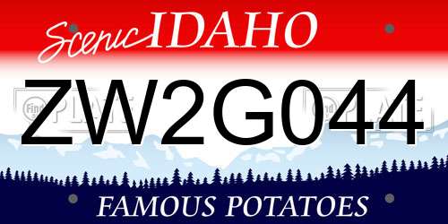 ZW2G044 Idaho License Plate