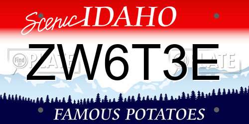 ZW6T3E Idaho License Plate