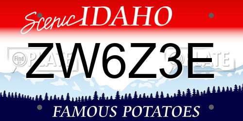 ZW6Z3E Idaho License Plate
