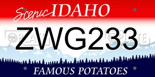 ZWG233 Idaho License Plate