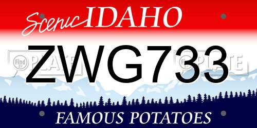 ZWG733 Idaho License Plate