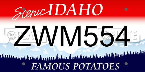 ZWM554 Idaho License Plate