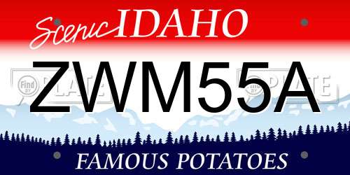 ZWM55A Idaho License Plate