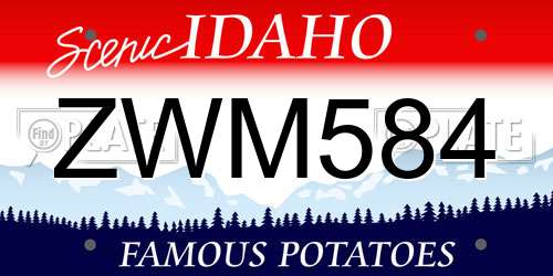 ZWM584 Idaho License Plate