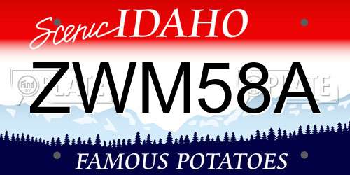 ZWM58A Idaho License Plate