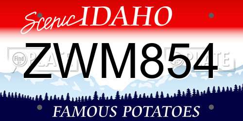ZWM854 Idaho License Plate