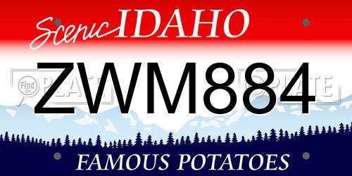 ZWM884 Idaho License Plate