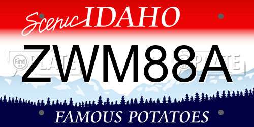 ZWM88A Idaho License Plate