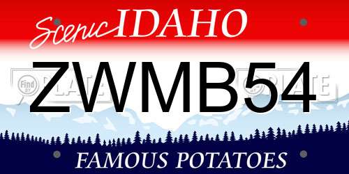 ZWMB54 Idaho License Plate
