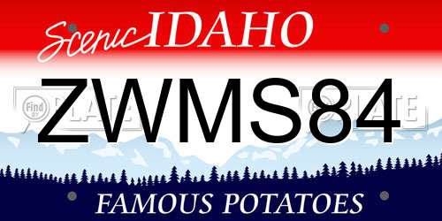 ZWMS84 Idaho License Plate