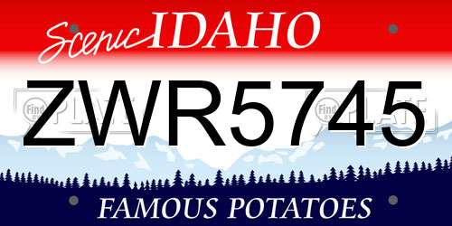 ZWR5745 Idaho License Plate