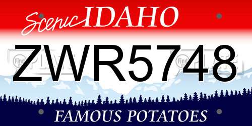ZWR5748 Idaho License Plate