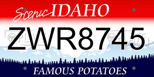 ZWR8745 Idaho License Plate