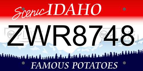 ZWR8748 Idaho License Plate