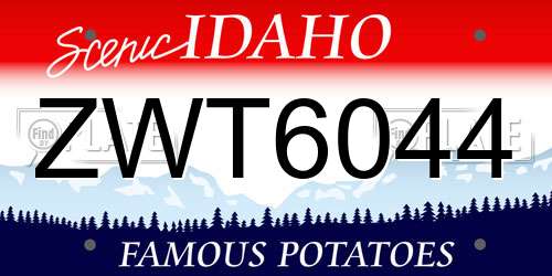 ZWT6044 Idaho License Plate