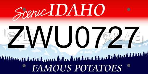 ZWU0727 Idaho License Plate