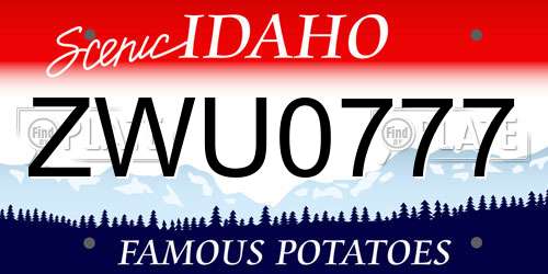 ZWU0777 Idaho License Plate